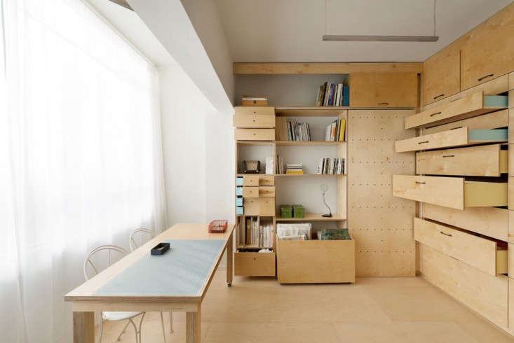 An Organizer S Dream Art Studio With Color Coded Built In Above The White Birch Storage Units And Floor Were Given A Clear Protective Finish That Allows Wood Grain To Show Through Color Coding Is Revealed