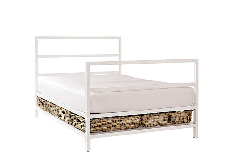 Storage Bed Frames Under 1000 The Organized Home Above The Avery Bed Frame From Serena Lily Is Designed After Parsons Furniture In A Powdercoated White Or Cobalt With Rattan Storage Baskets Below