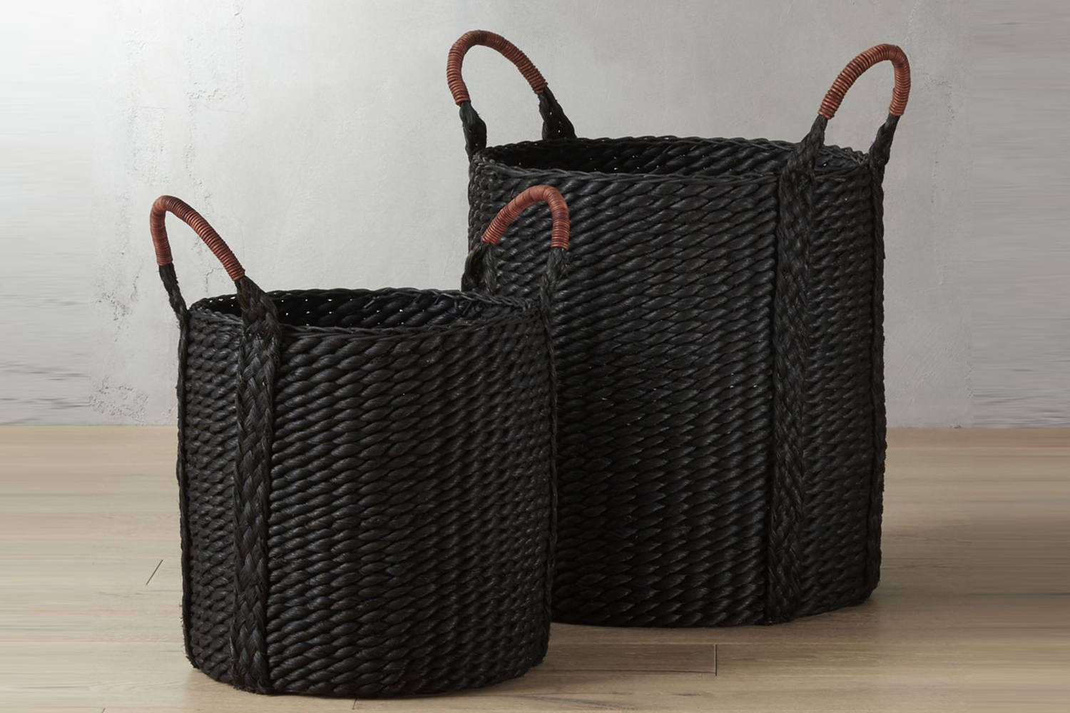 High/Low Black Woven Baskets, Goop Versus Target