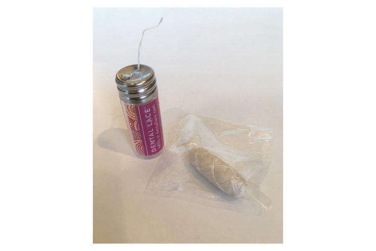 In lieu of conventional dental floss, which is made of plastic, Linh recommends Dental Lace, compostable silk floss dispensed from refillable glass vials.