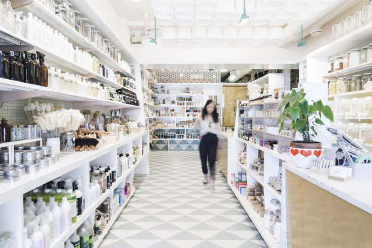 The interior of The Soap Dispensary, which stocks only natural beauty products. In addition, 50 percent of their suppliers are locally owned and 75% of their soaps are locally made.